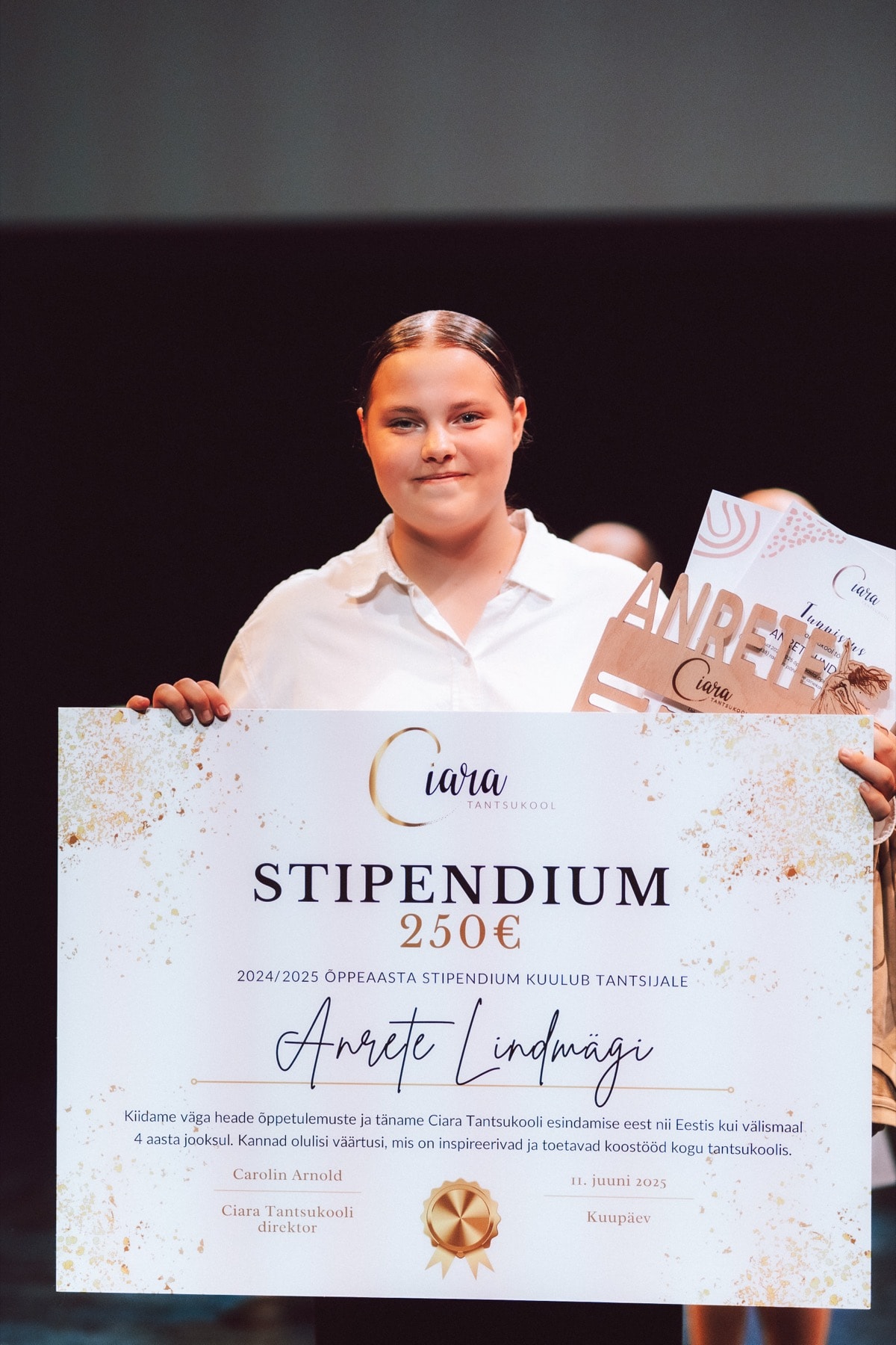 Ciara tantsija stipendiumi tunnistus